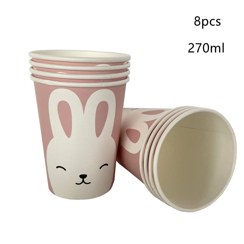 Easter Rabbit Paper Plate Eggs Bunny Paper Cup Plates Happy Easter Party Supplies Easter Gift - RB.