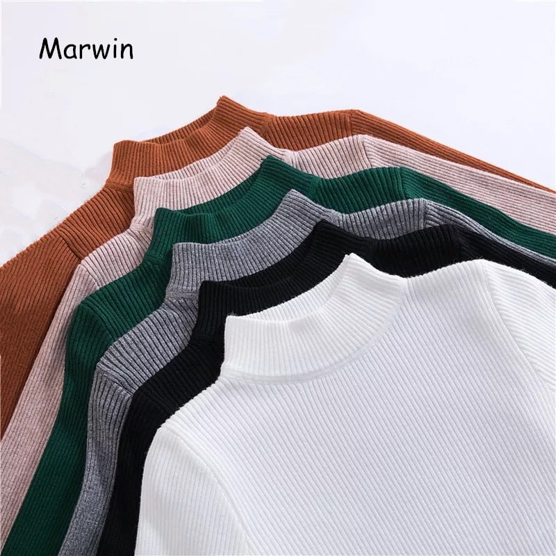 Marwin New-coming Autumn Winter Top Pull Femme Turtleneck Pullovers Sweaters Long Sleeve Slim Oversize Korean Women&#39;s Sweater - RB.