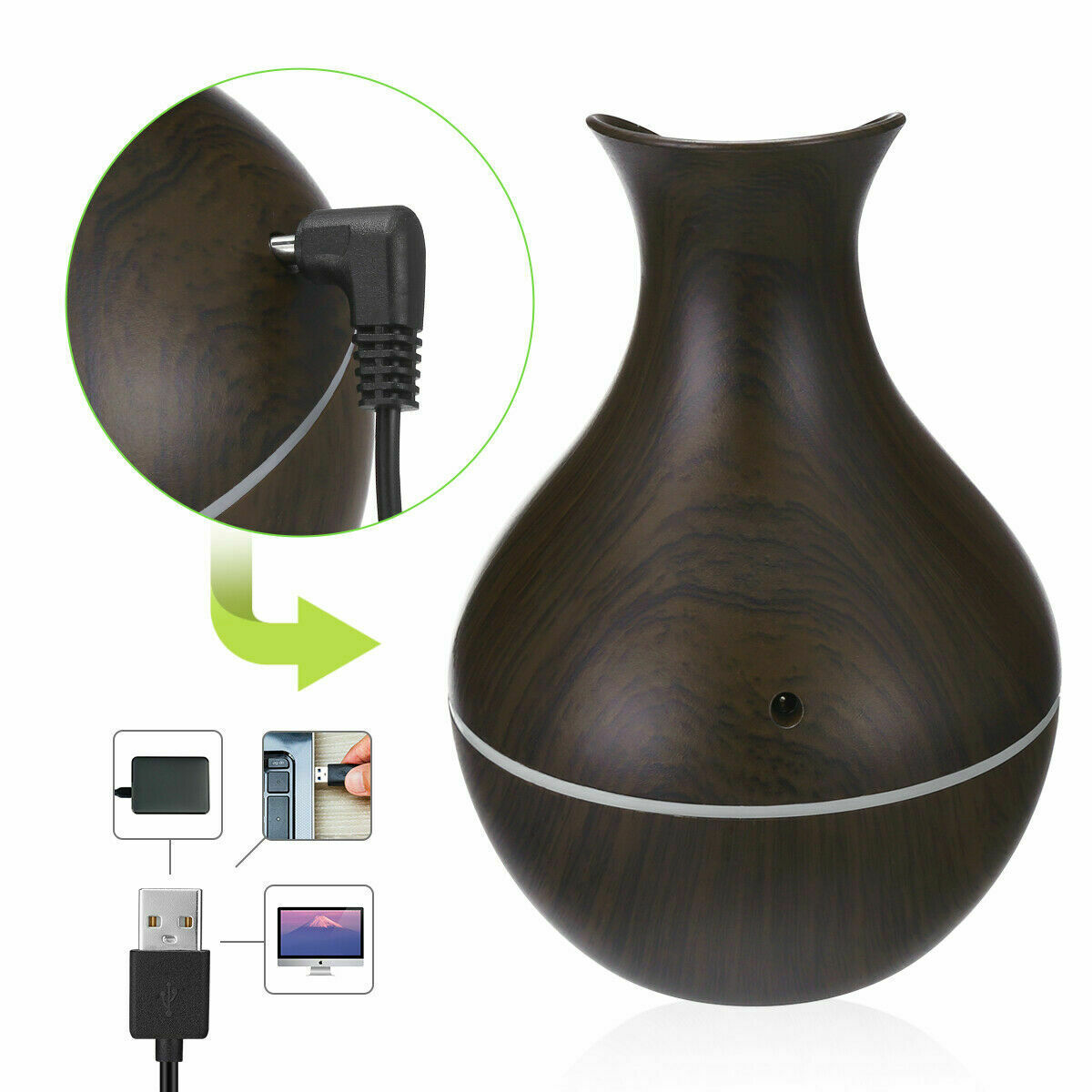 Ultrasonic Humidifier Oil Diffuser Air Purifier Aromatherapy with LED Lights - RB.